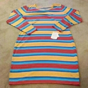 **NWT** LULAROE DEBBIE MULTI-COLORED STRIPED DRESS SIZE 2XL‎